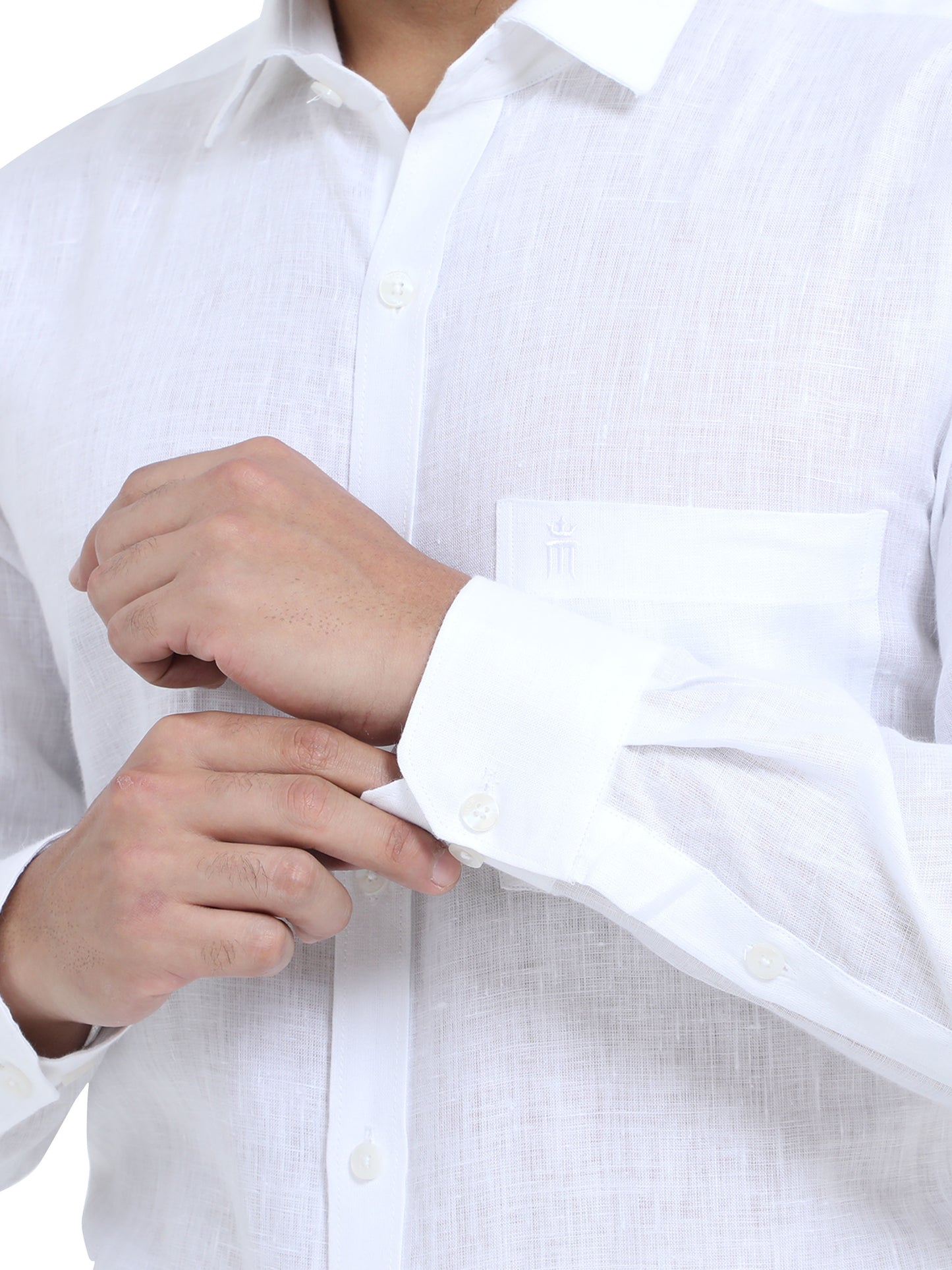 PURE LINEN WHITE FULL SLEEVE SHIRT - 6026 MEN WHITE SHIRT
