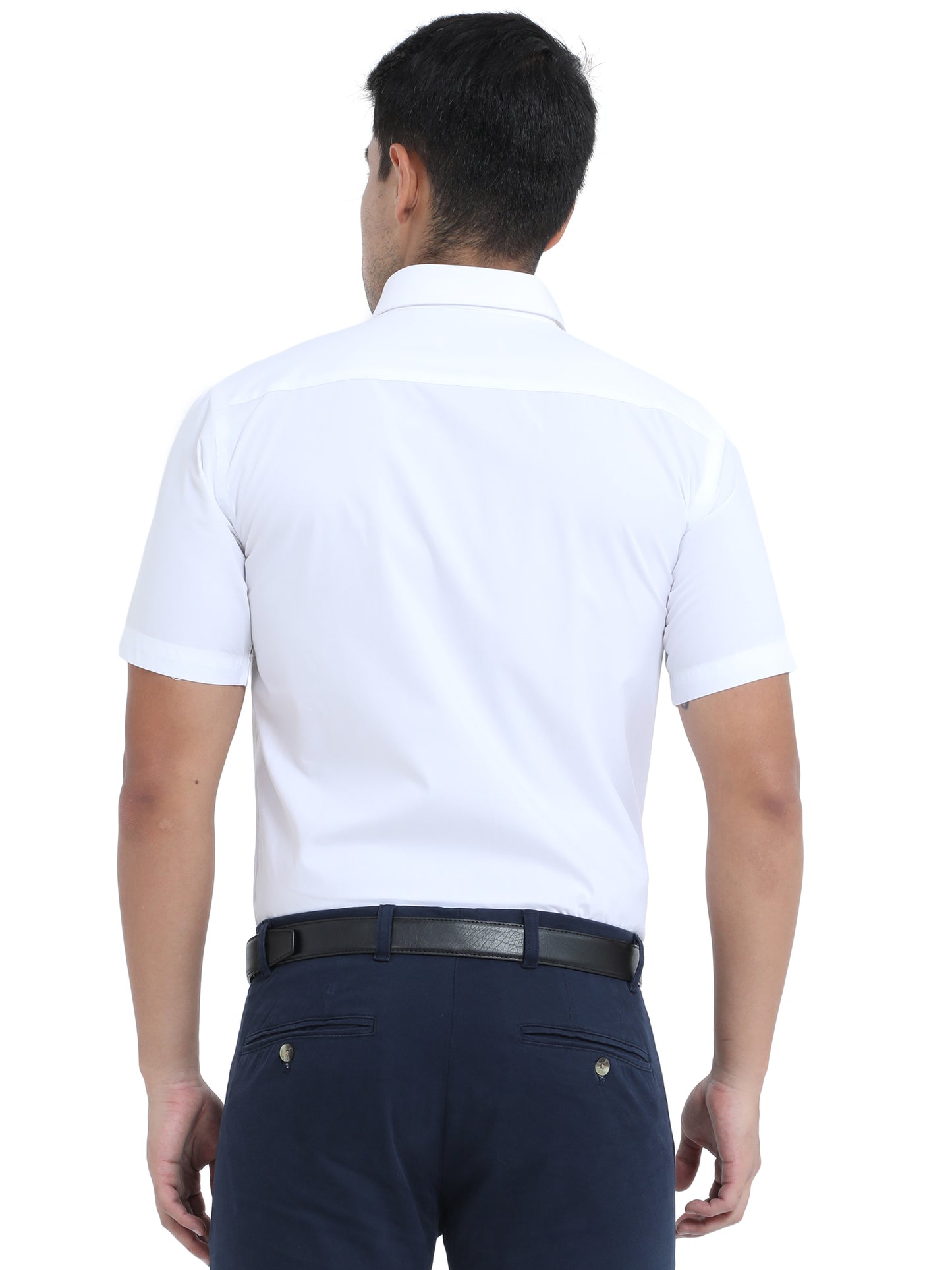 PURE LINEN WHITE HALF SLEEVE SHIRT - 6026 MEN WHITE SHIRT