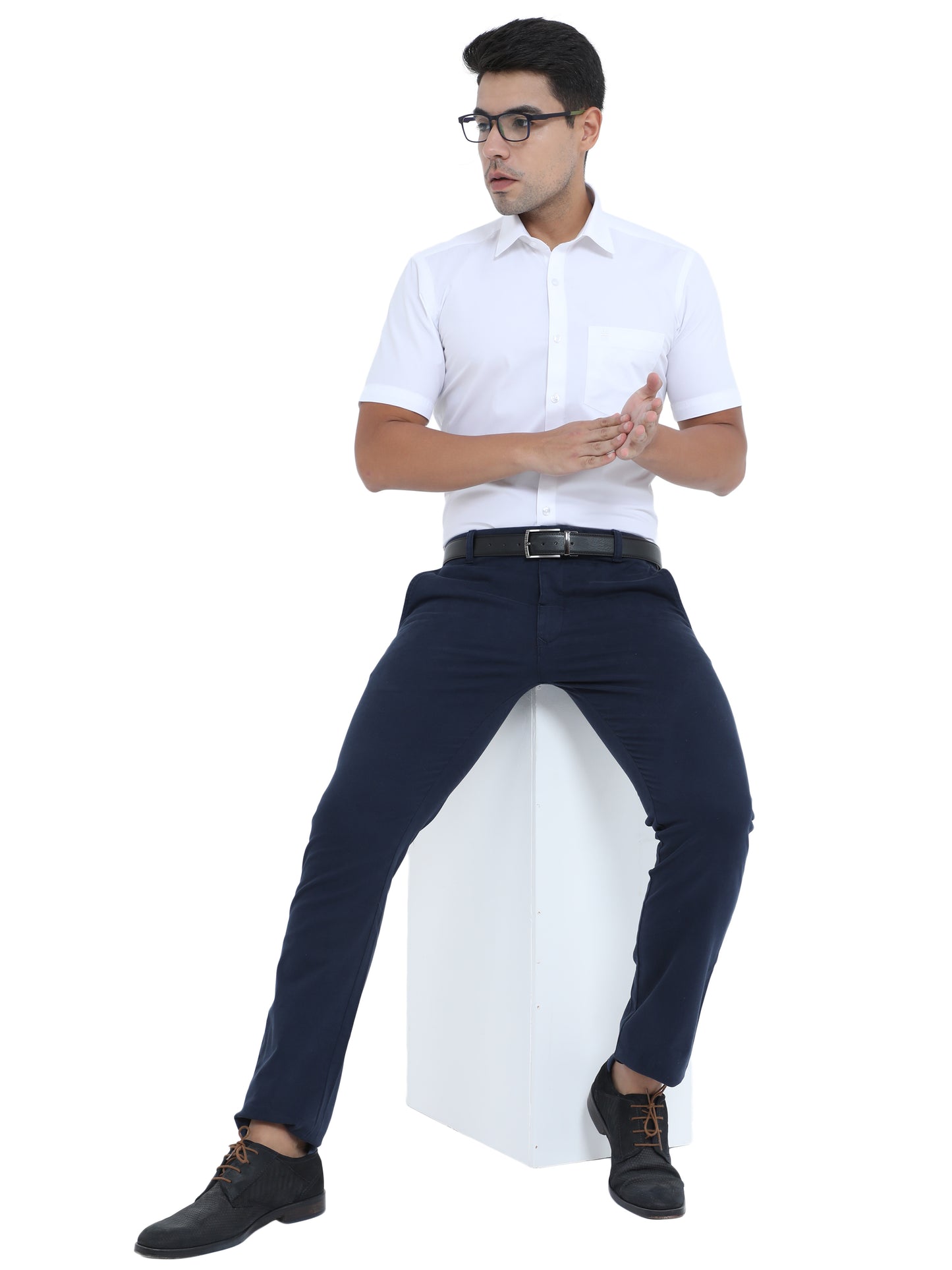 PURE LINEN WHITE HALF SLEEVE SHIRT - 6026 MEN WHITE SHIRT