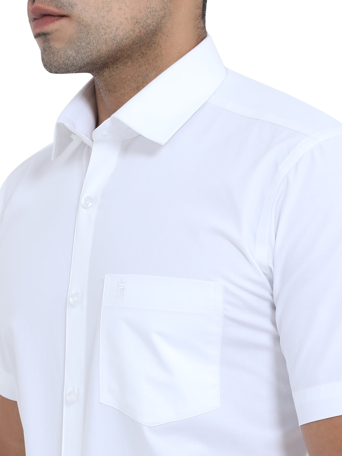 PURE LINEN WHITE HALF SLEEVE SHIRT - 6026 MEN WHITE SHIRT