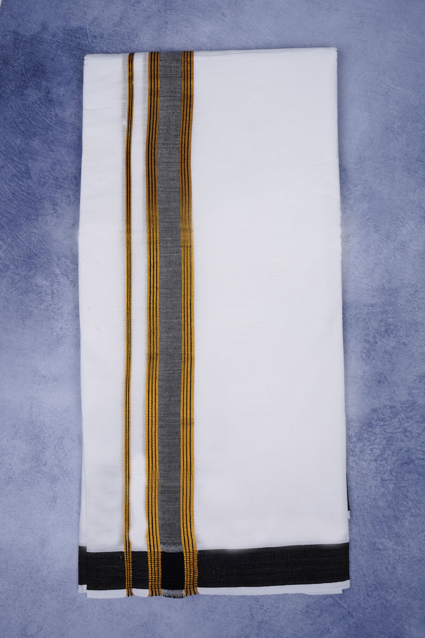Feather Finish Cotton 2929 W/D Dhothie 3.80 MTR - Black