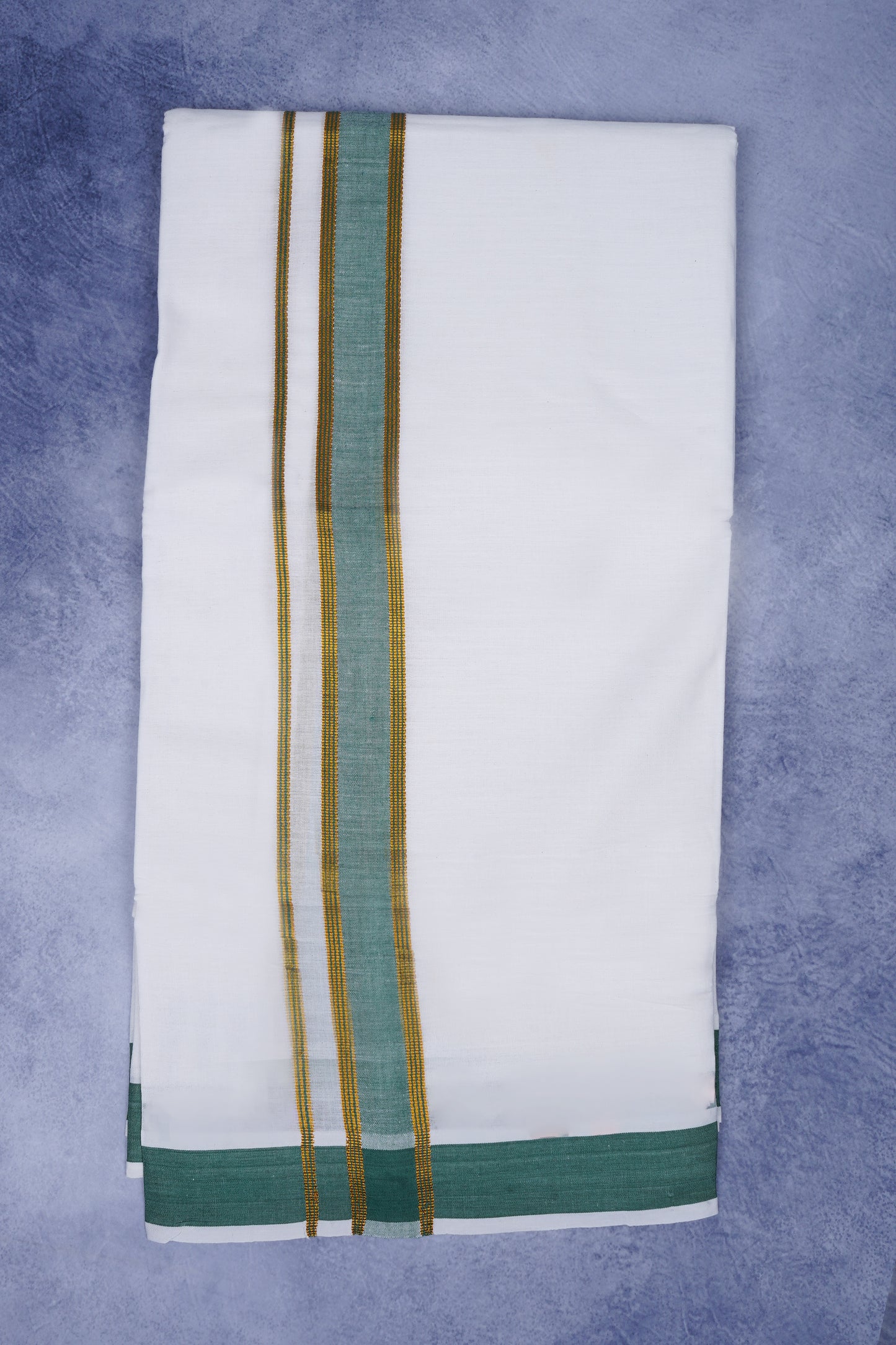 Feather Finish Cotton 2929 W/D Dhothie 3.80 MTR - Dark Green