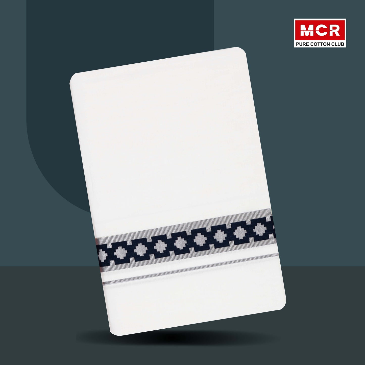 RICH MAN PRINT SILVER JARI WHITE DOUBLE DHOTHIE 3.80 MTR FOR MEN - SLD-99 (Assorted colours only)