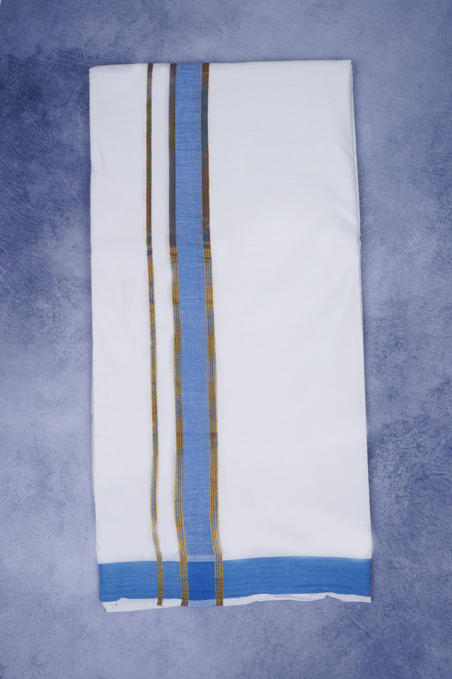 Feather Finish Cotton 2929 W/D Dhothie 3.80 MTR - Blue
