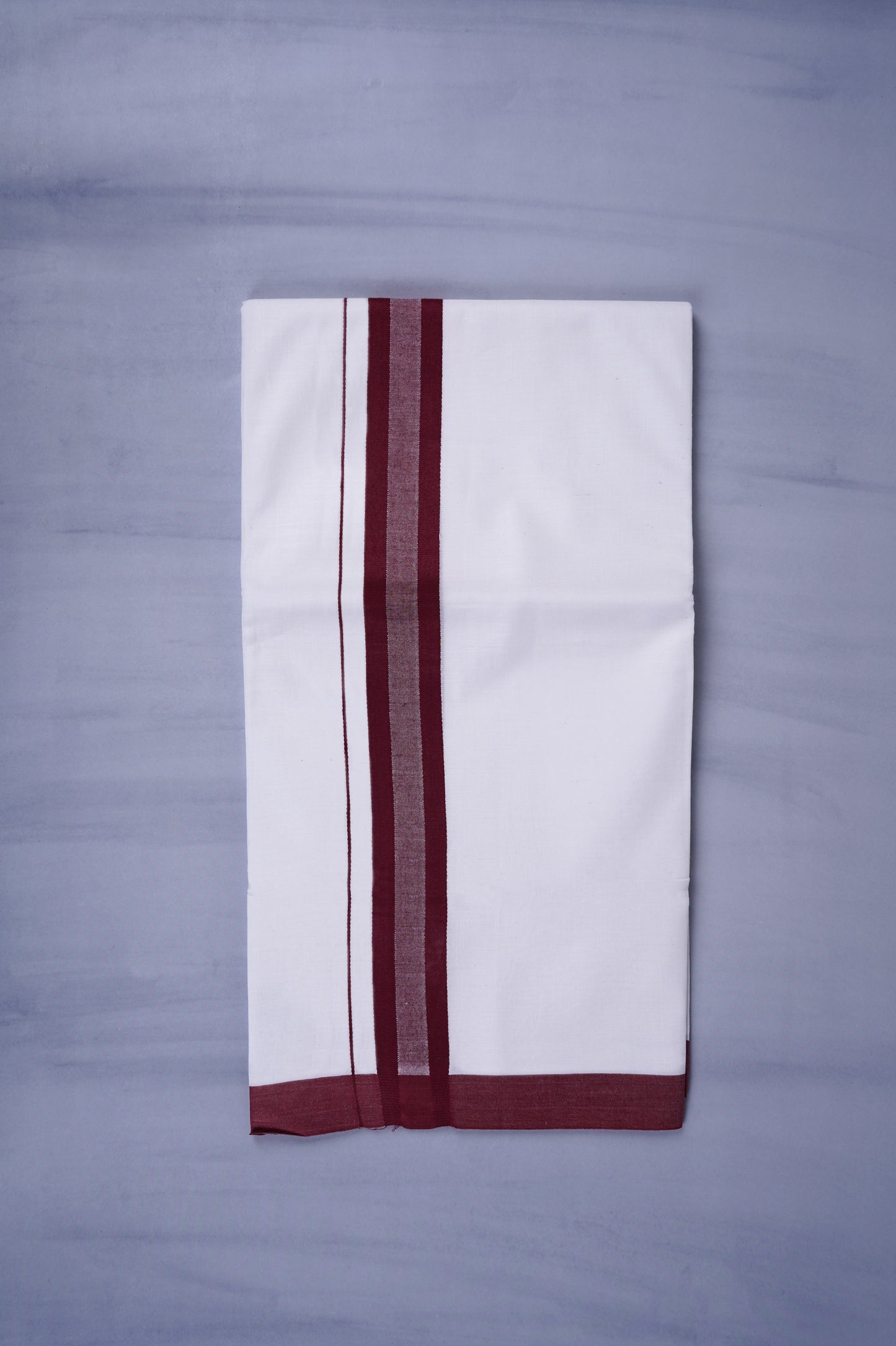 KERALOOM FINISH COTTON 329 W/D DHOTI 3.80 MTR - Dark Maroon