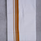 Easy Fit Fancy Border White Double Dhotis - Brown