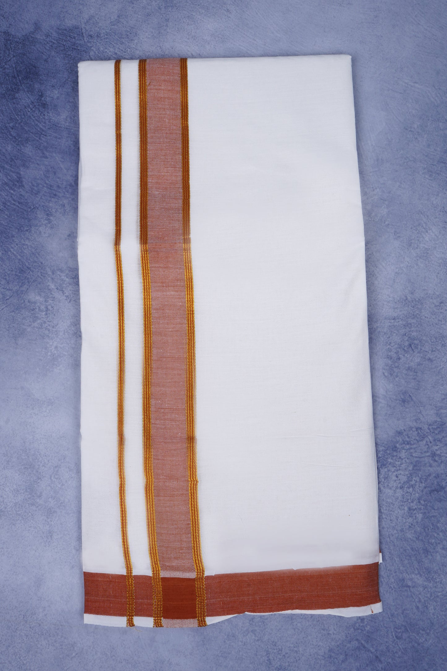 Feather Finish Cotton 2929 W/D Dhothie 3.80 MTR - Dark Orange