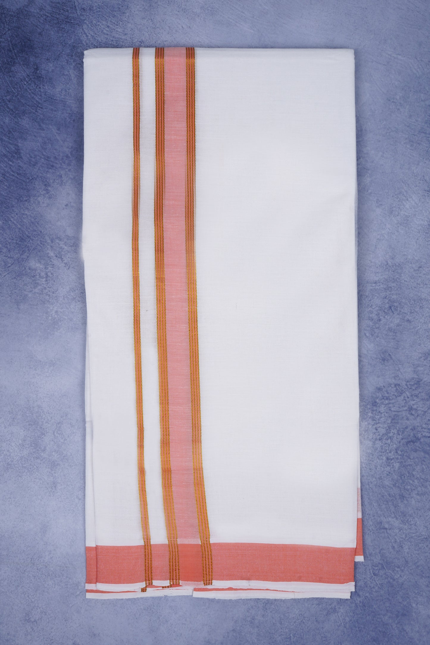 Feather Finish Cotton 2929 W/D Dhothie 3.80 MTR - Orange