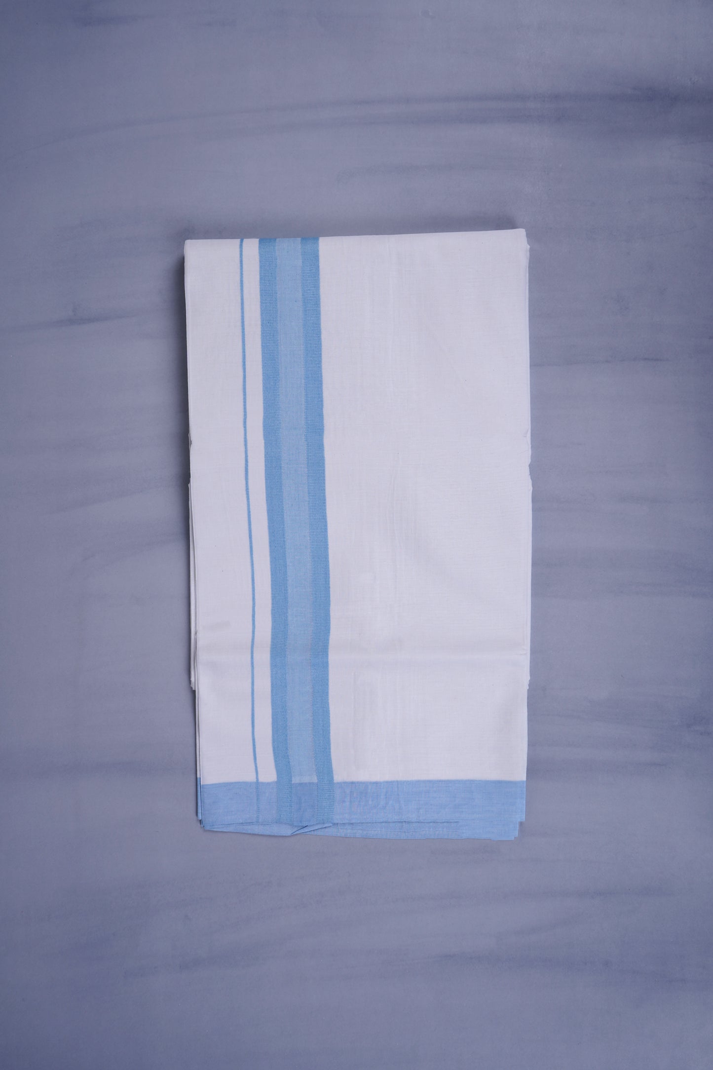 KERALOOM FINISH COTTON 329 W/D DHOTI 3.80 MTR - Sky Blue