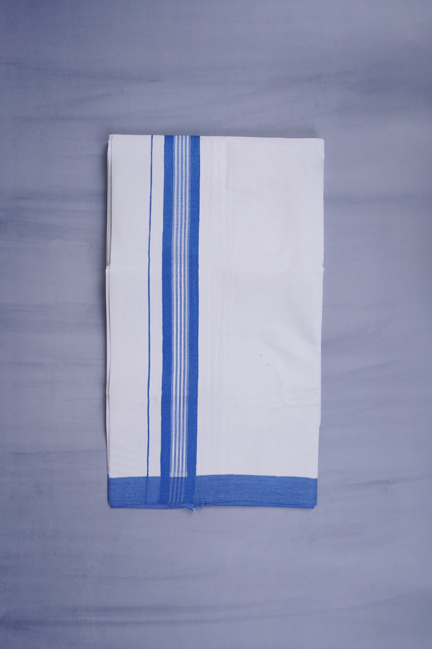 KERALOOM FINISH COTTON 331 W/D DHOTI 3.80 MTR - Blue