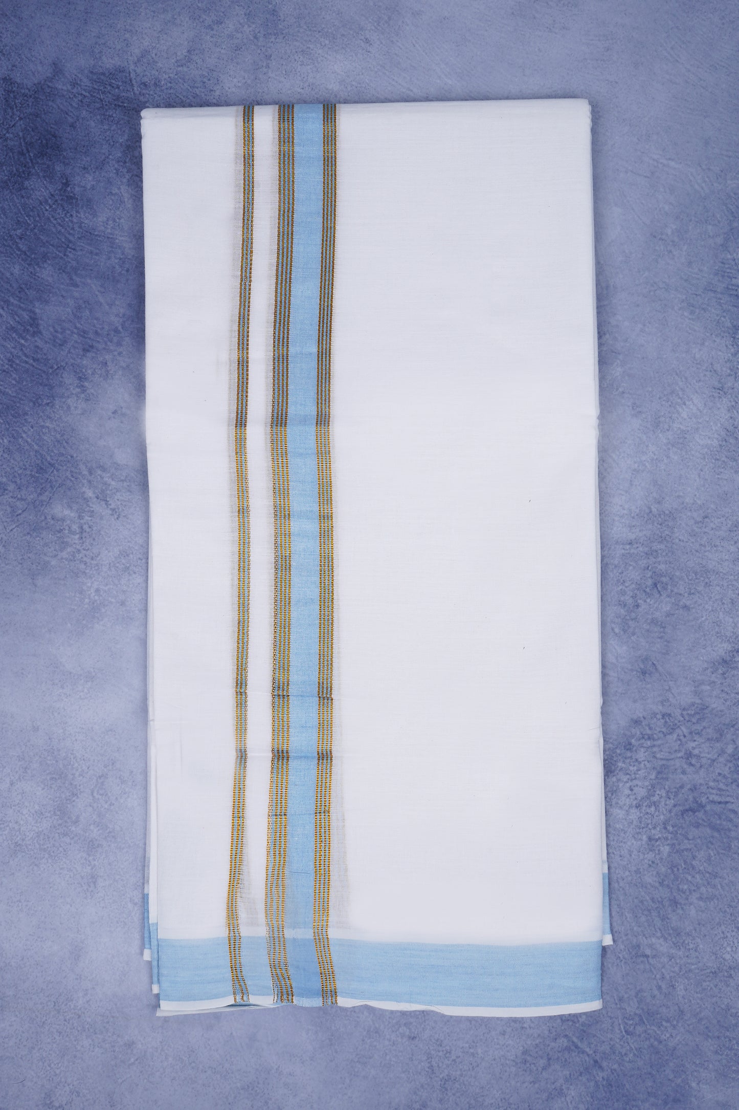 Feather Finish Cotton 2929 W/D Dhothie 3.80 MTR - Sky Blue