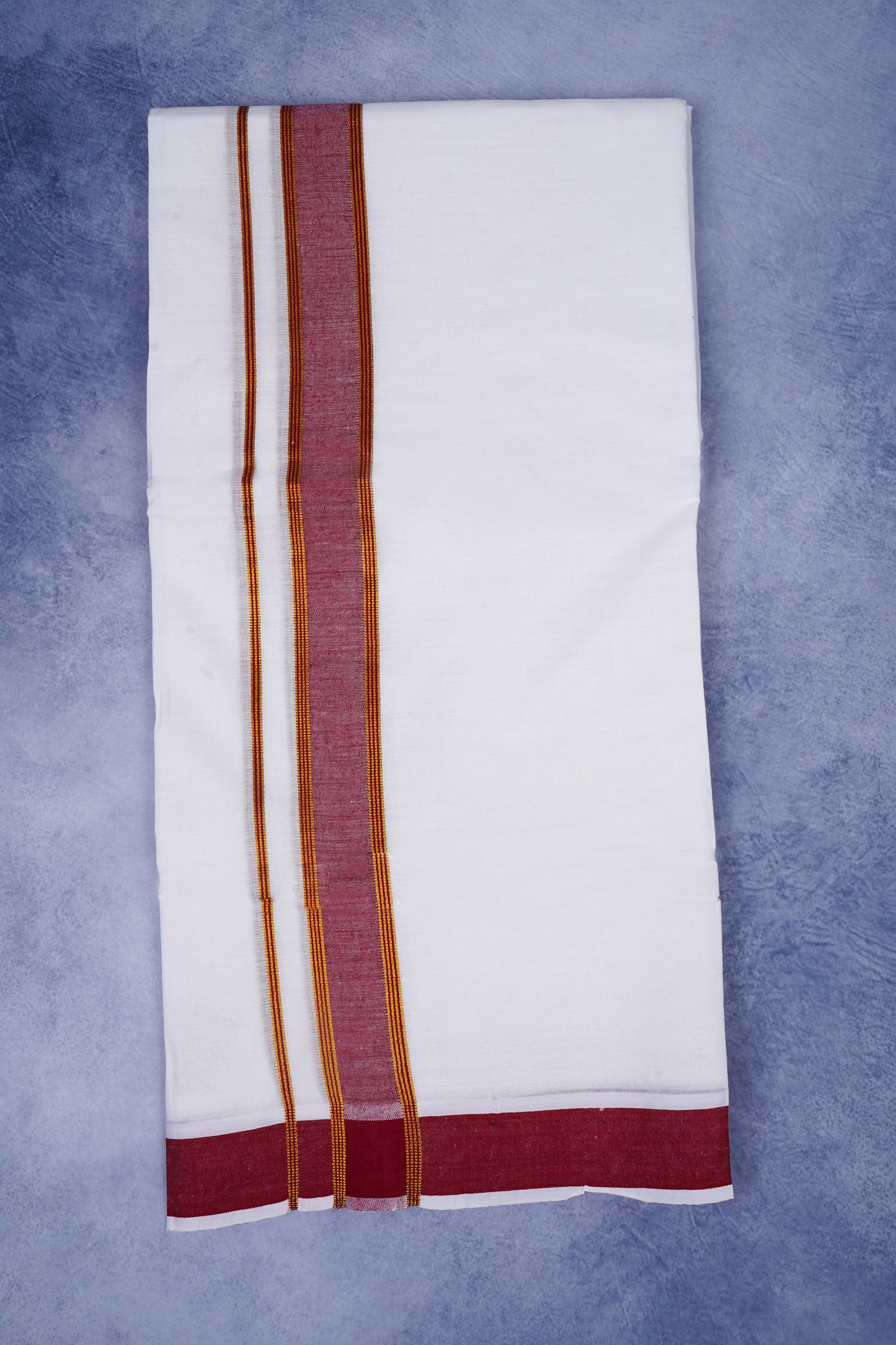 Feather Finish Cotton 2929 W/D Dhothie 3.80 MTR - Maroon