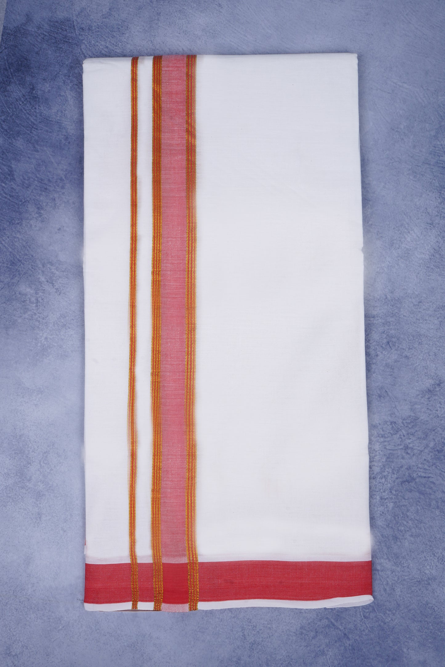 Feather Finish Cotton 2929 W/D Dhothie 3.80 MTR - Dark Red