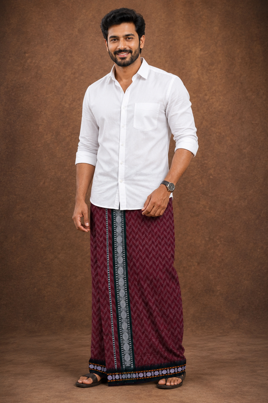 Sulthan Colours Dhoti - Maroon