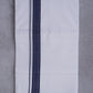 Easy Fit Fancy Border White Double Dhotis - Navy Blue