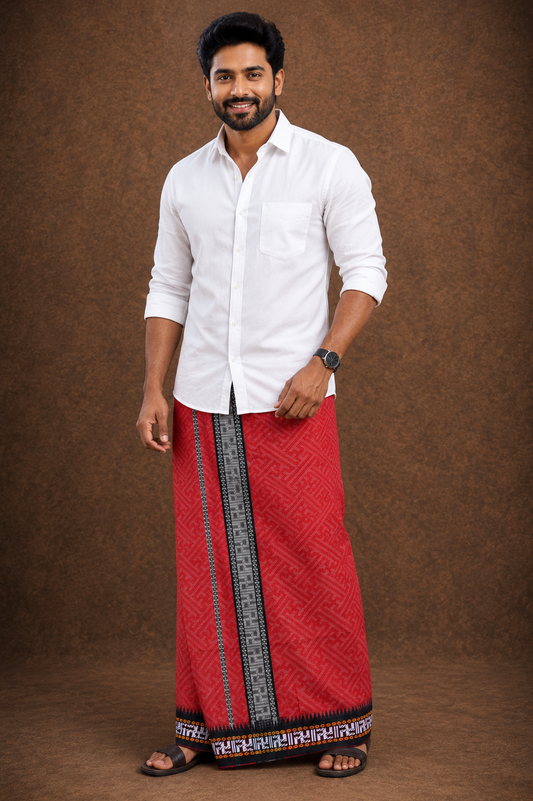 Sulthan Colours Dhoti - Red