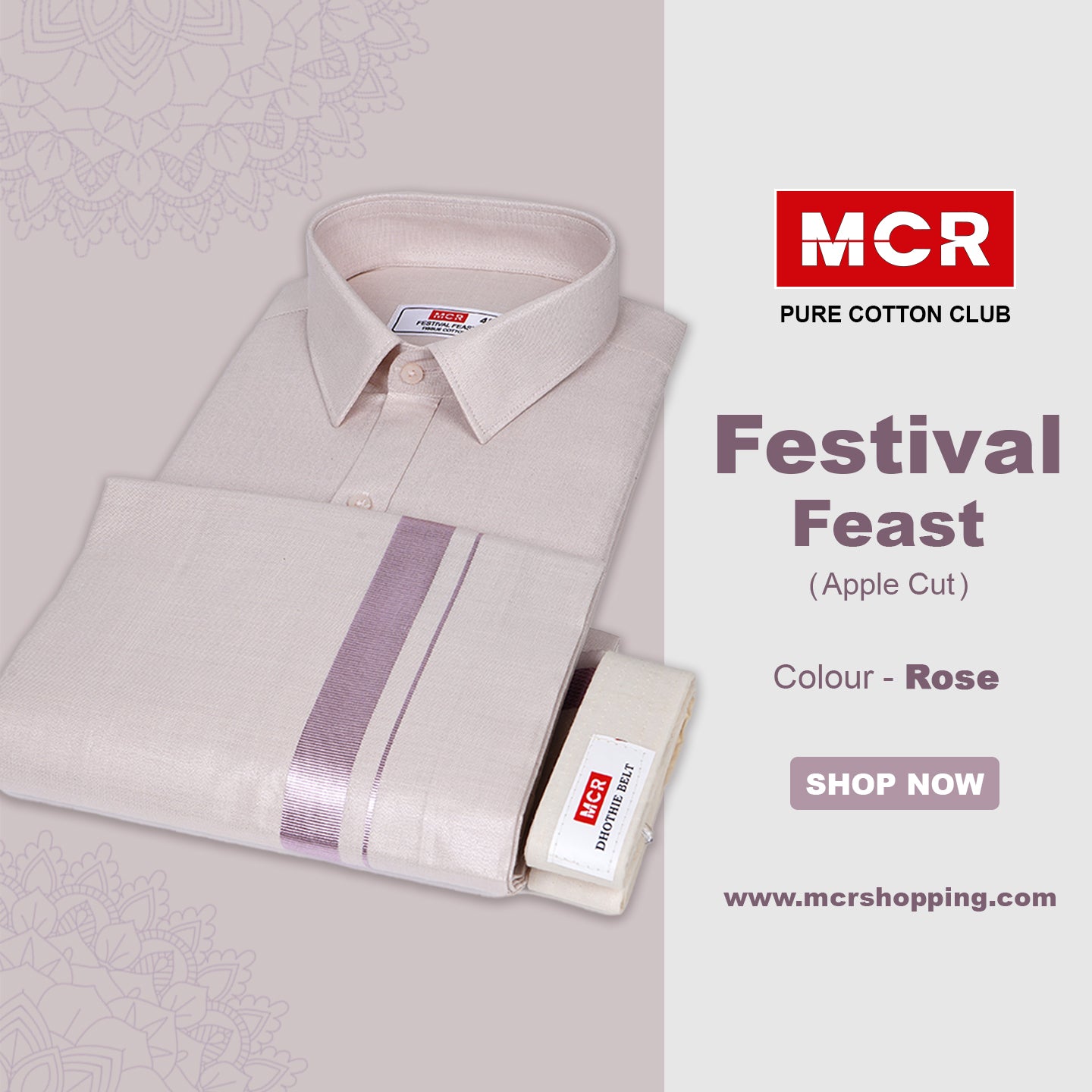 Festival Feast Single Set - 60004 - Rose (Perfume & Dhoti Belt Free)