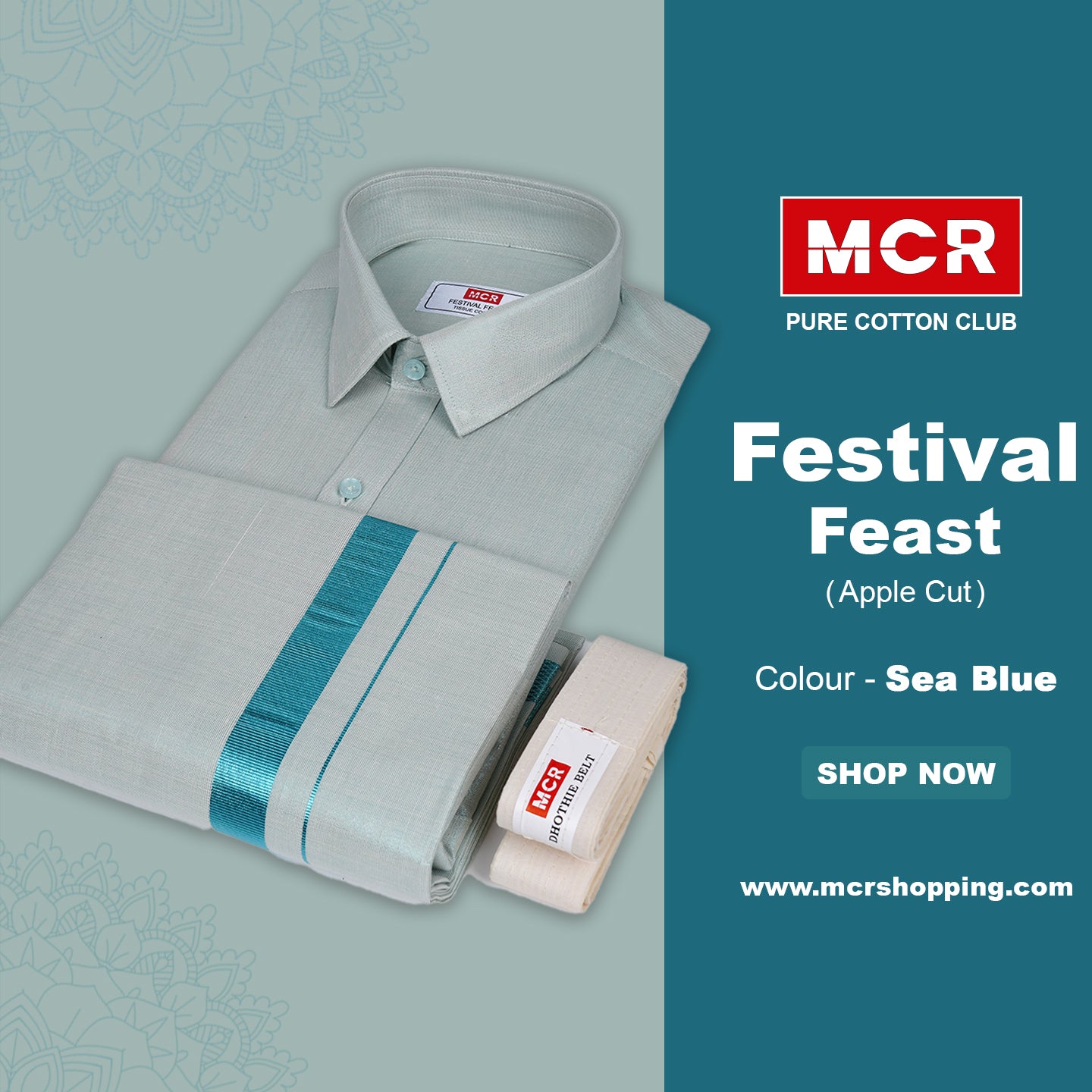 Festival Feast Single Set - 60007 - Sea Blue (Perfume & Dhoti Belt Free)