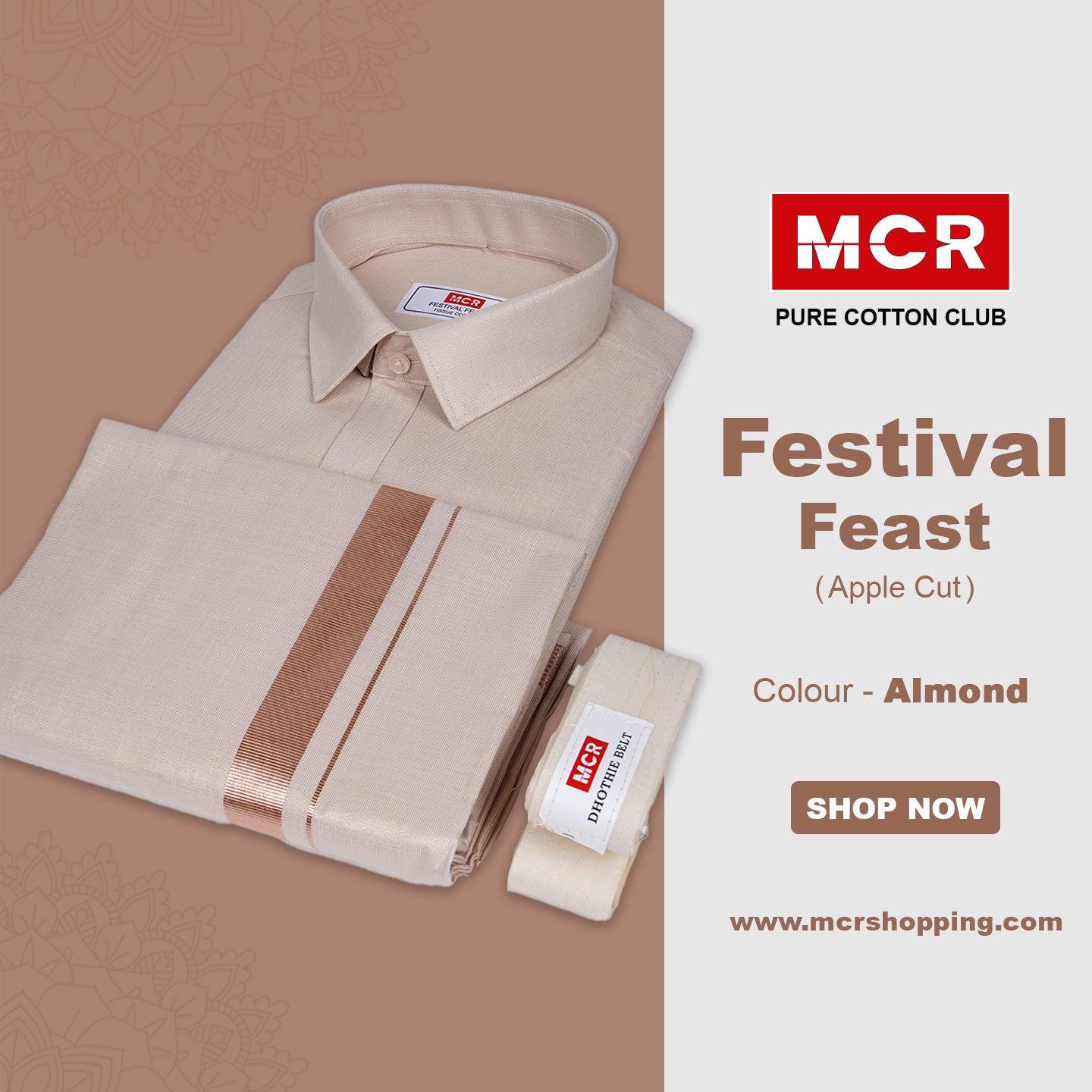 Festival Feast Single Set - 60008 - Almond (Perfume & Dhoti Belt Free)