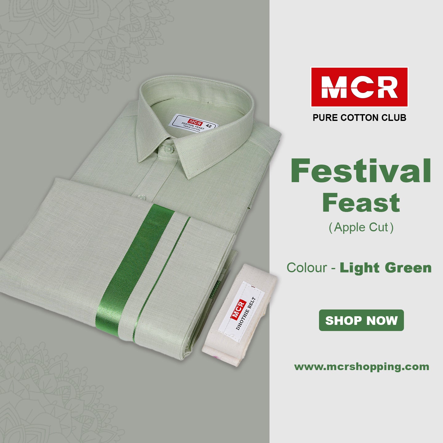 Festival Feast Single Set - 60009 - Light Green (Perfume & Dhoti Belt Free)