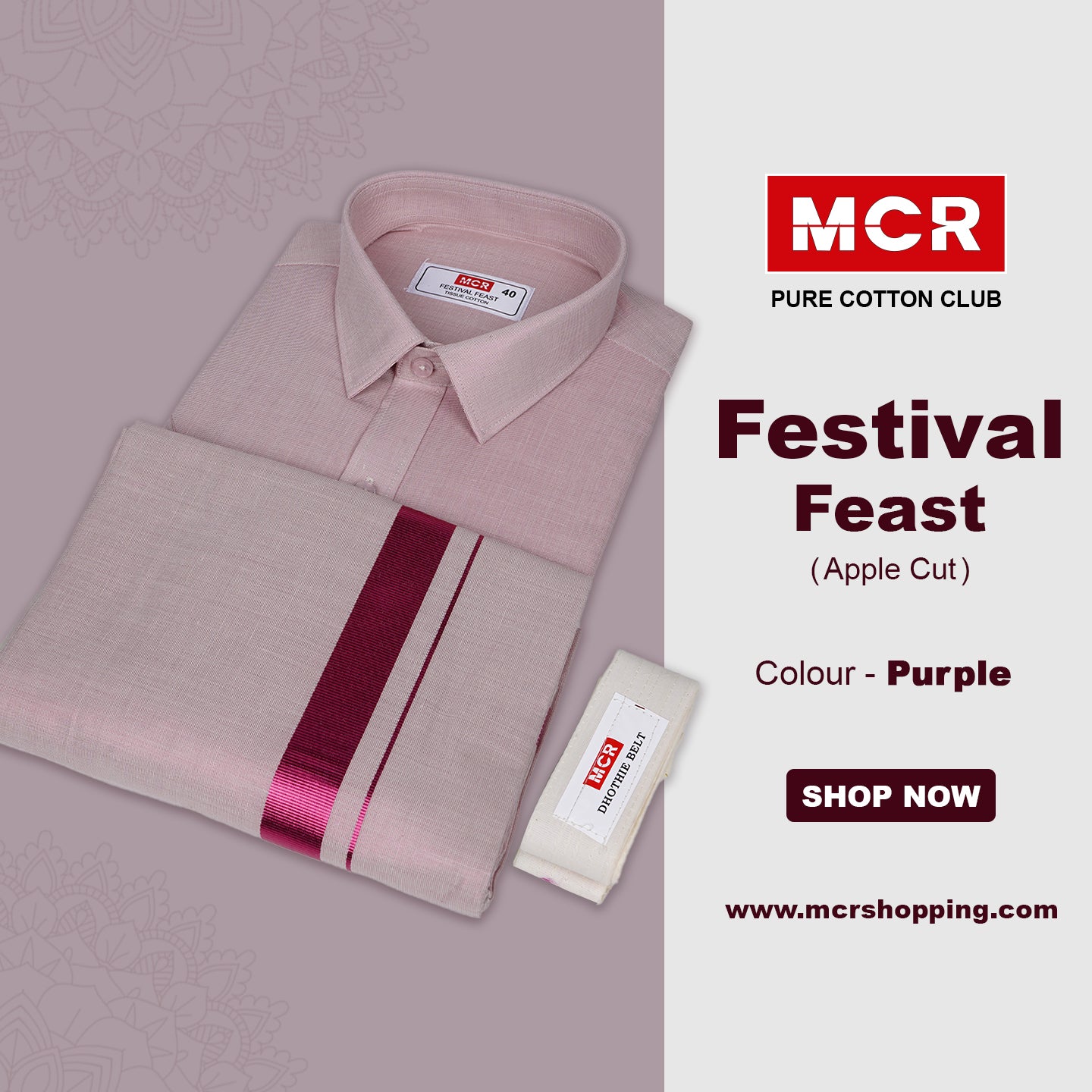 Festival Feast Single Set - 60010 - Purple (Perfume & Dhoti Belt Free)