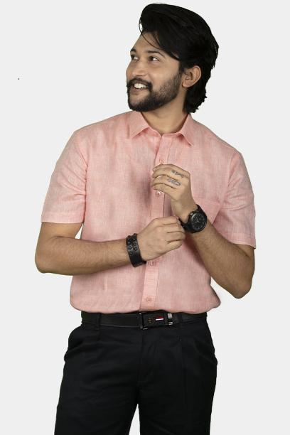 MCR PURE LINEN Half Sleeve Color Shirt For Men