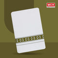 RICH MAN PRINT SILVER JARI WHITE DOUBLE DHOTI 3.80 MTR FOR MEN - SLD-99 (Assorted colours only)