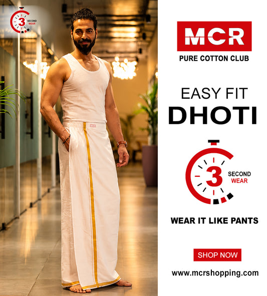 Easy Fit White Single Dhoti