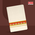 RICH MAN PRINT GOLD JARI CREAM DOUBLE DHOTI 3.80 MTR FOR MEN - GLD-174C (Assorted colours only)