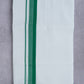 Easy Fit Fancy Border White Double Dhotis - Dark Green