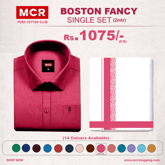 Boston Fancy Single Set F/S - (Assorted Pattern) - 21552 Dark Pink