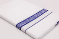 Mens White Single Dhoti Pure Cotton with Fancy Border - 2.00M | FS-02-3