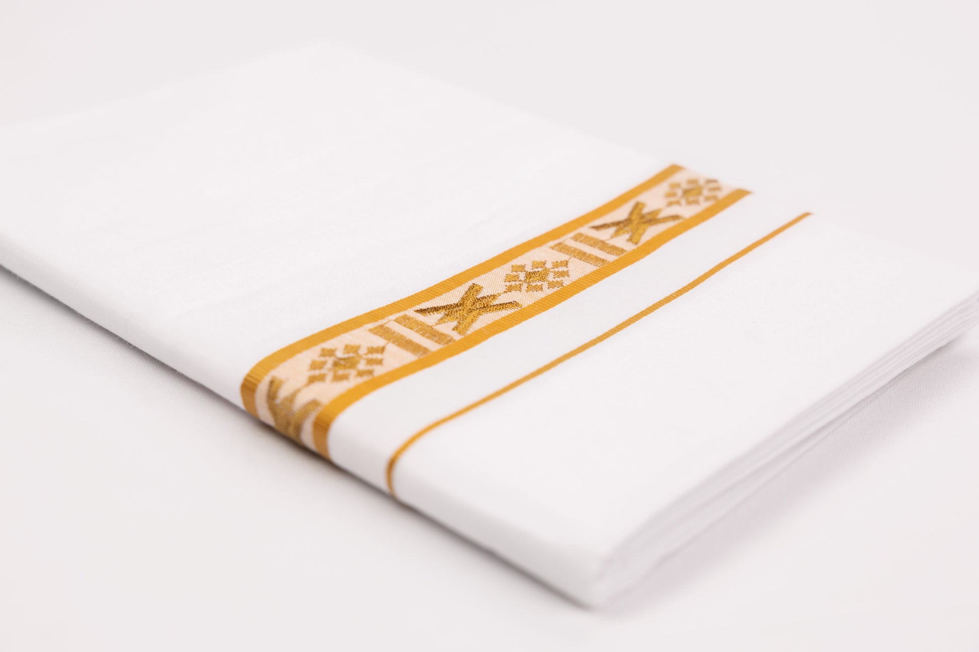 BUY FANCY GOLD DESIGN BORDER WHITE SINGLE DHOTI ONLINE