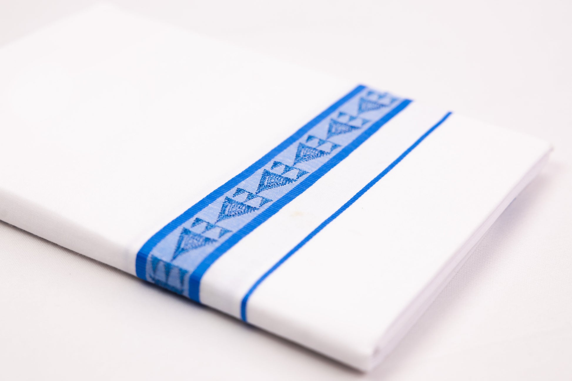 SHOP FANCY DESIGN BLUE BORDER WHITE SINGLE DHOTI 