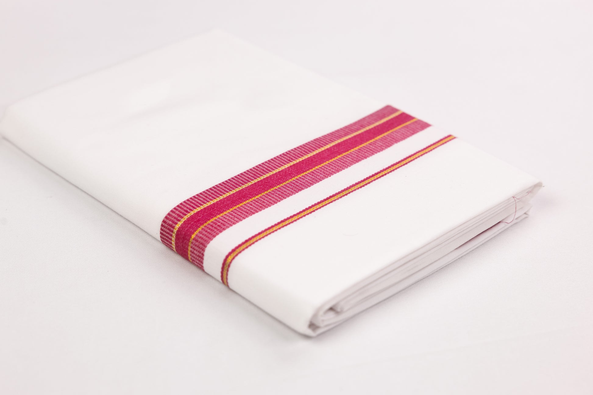 BUY FANCY GOLD RING BORDER WHITE SINGLE DHOTI 