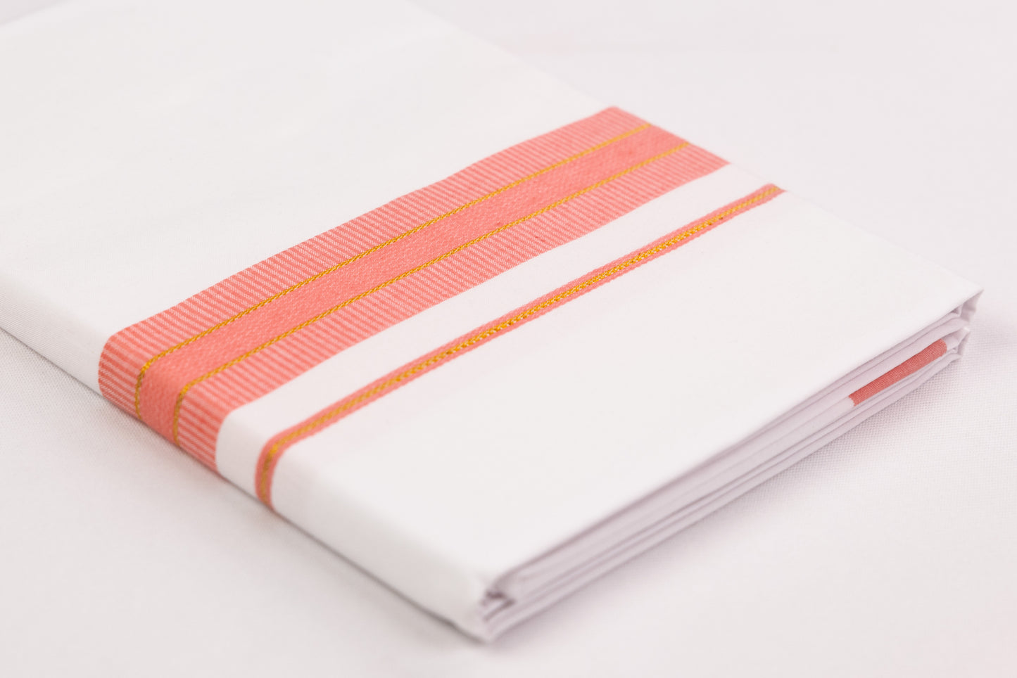 BUY FANCY GOLD RING BORDER WHITE SINGLE DHOTI 