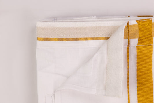 SHOP VELCRO POCKET WHITE GOLD BORDER READYMADE DHOTHIE 