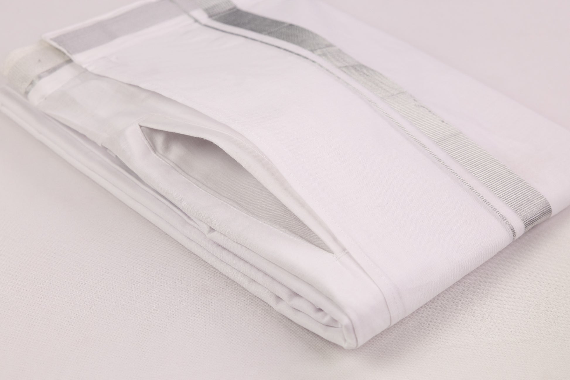 Buy Superior Quality Velcro White Silver Border Double Dhothie