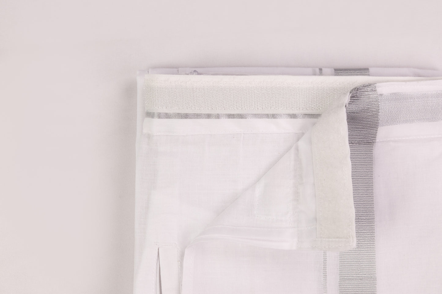 Shop Superior Quality Velcro White Silver Border Double Dhothie