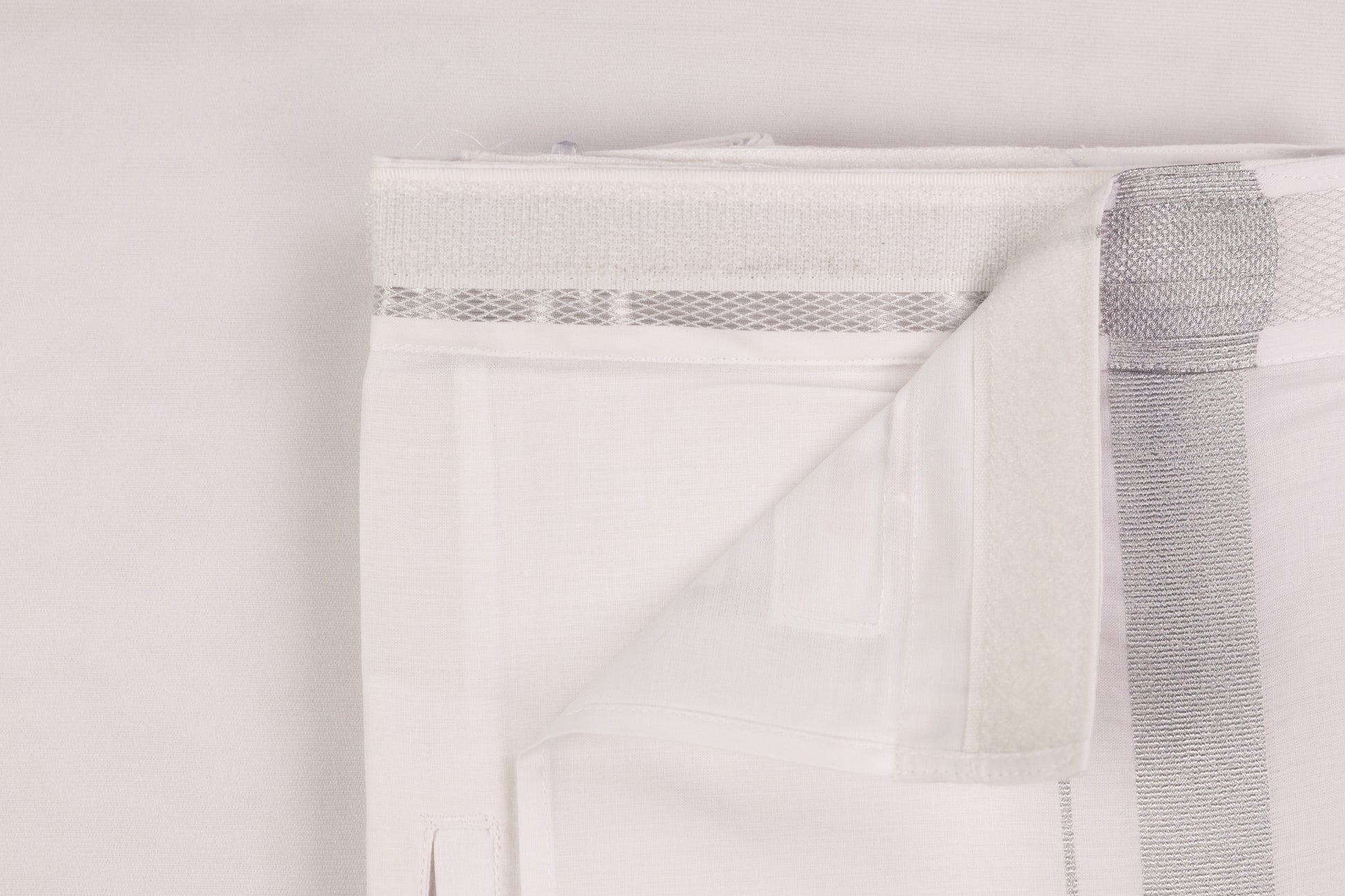 SHOP VELCRO POCKET WHITE SILVER BORDER READYMADE SINGLE DHOTHIE
