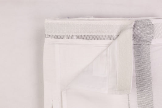 SHOP VELCRO POCKET WHITE SILVER BORDER READYMADE SINGLE DHOTHIE