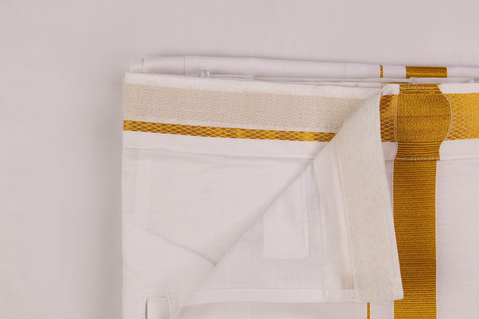 SHOP VELCRO POCKET WHITE GOLD BORDER READYMADE DHOTHIE 