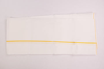 ORDER LINEN LIFE GOLD BORDER WHITE SINGLE DHOTI
