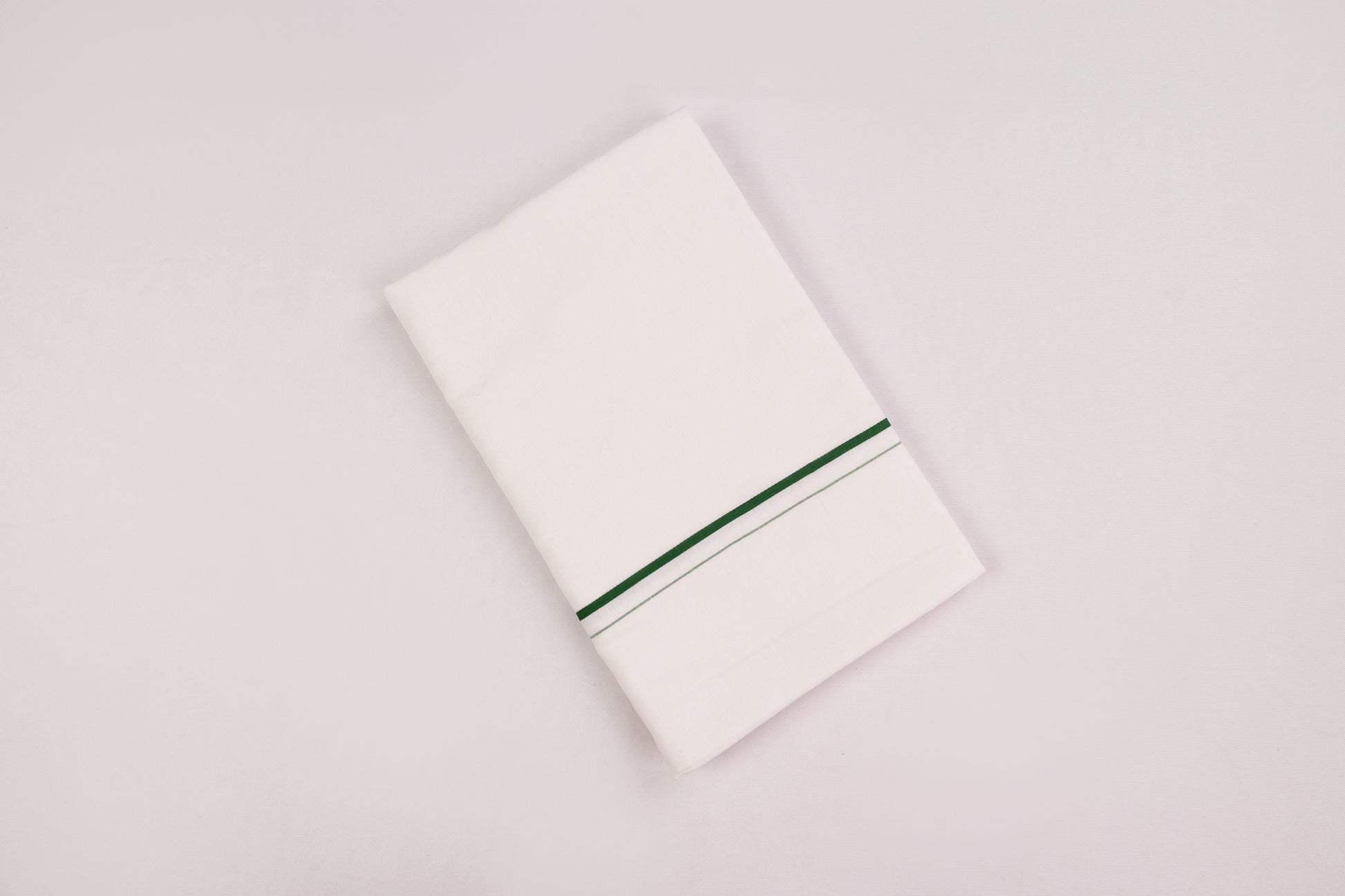 BUY LINEN LIFE GREEN BORDER WHITE SINGLE DHOTI