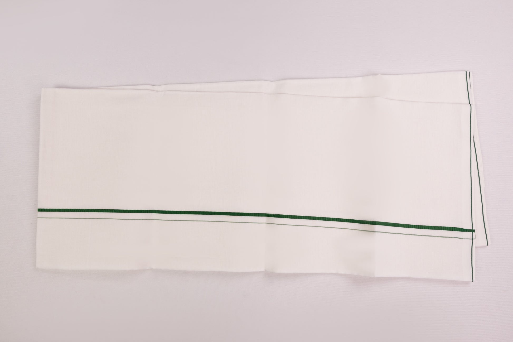 ORDER LINEN LIFE GREEN BORDER WHITE SINGLE DHOTI