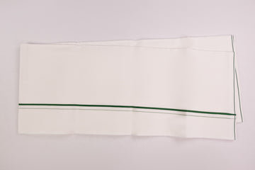 ORDER LINEN LIFE GREEN BORDER WHITE SINGLE DHOTI