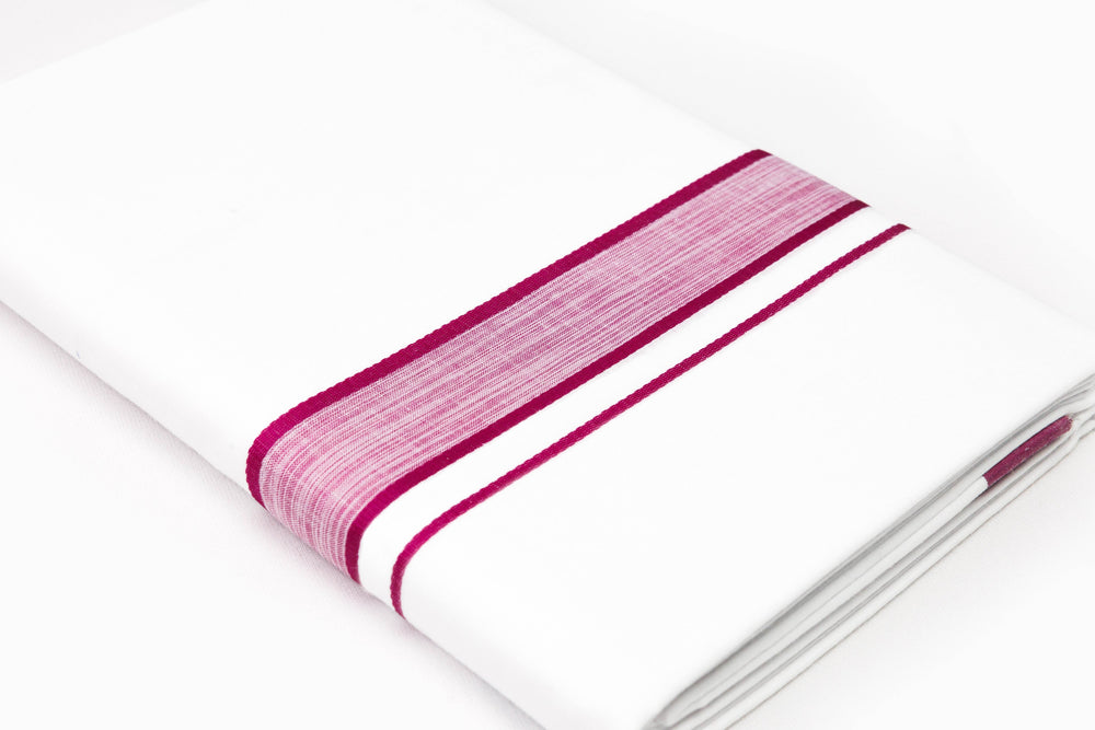 Bright Border White Double Dhothie For Men Online Shopping