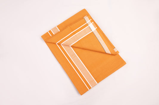 Buy Yellow Double Dhoti with Fancy White Border for Men