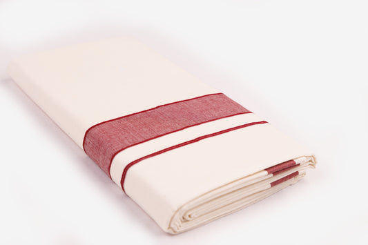 COTTON BORDER CREAM DOUBLE DHOTHIE FOR MEN - FCD-02C-9