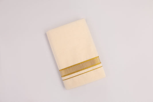 GOLD TRACK BORDER CREAM DOUBLE DHOTI - GLD-117C